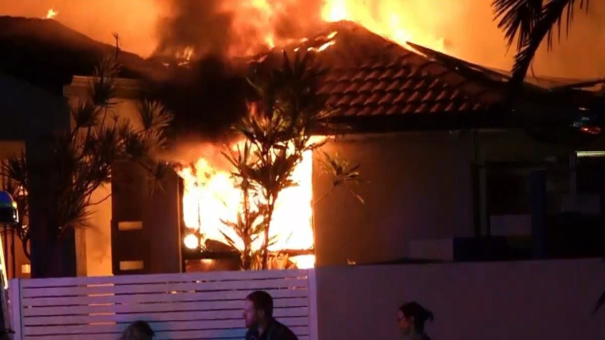 Man dies and two are left fighting for life after a suspected arson attack destroys Gold Coast home
