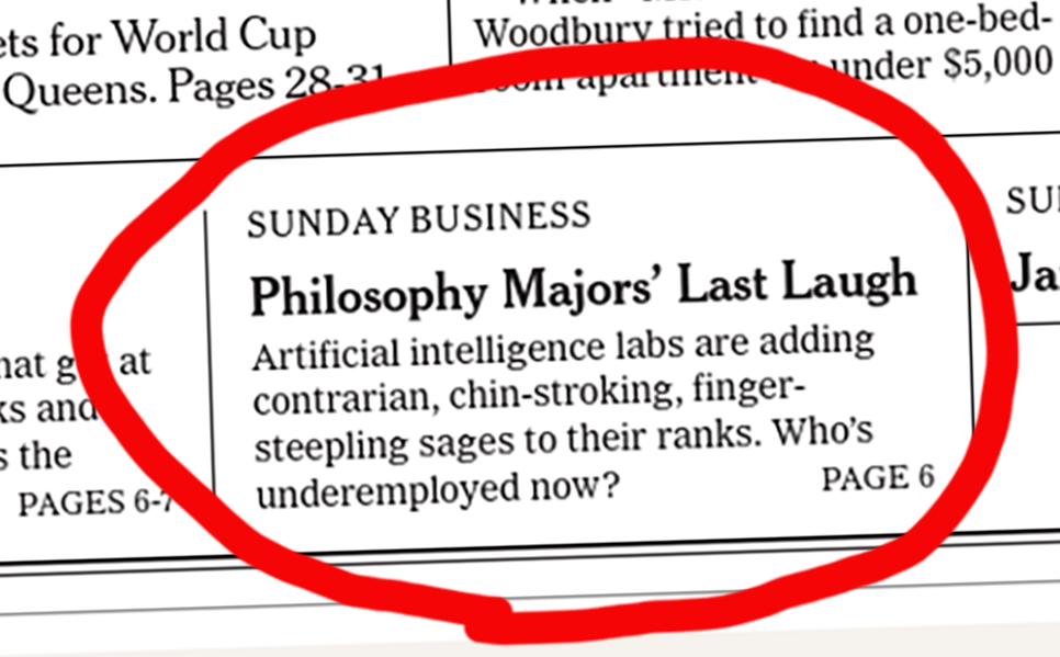 NYT: “The Revenge of the Philosophy Major”