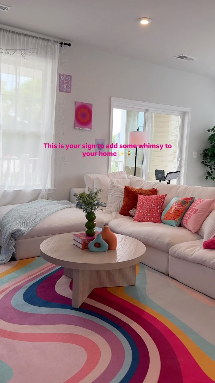 Refreshing my space to feel fun, bright and full of personality🩷 let’s add some whimsyyy✨🧚‍♀️ Comment “RUG” to be sent...