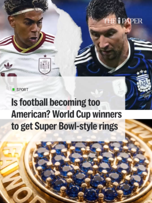 Is football becoming a little too American? For the first time in World Cup history, either Spain or Argentina will receive Super Bowl-style championship rings alongside the famous trophy, in another major change introduced by Fifa. #WorldCup #FifaWorldCup #Argentina #Spain #WorldCupRing