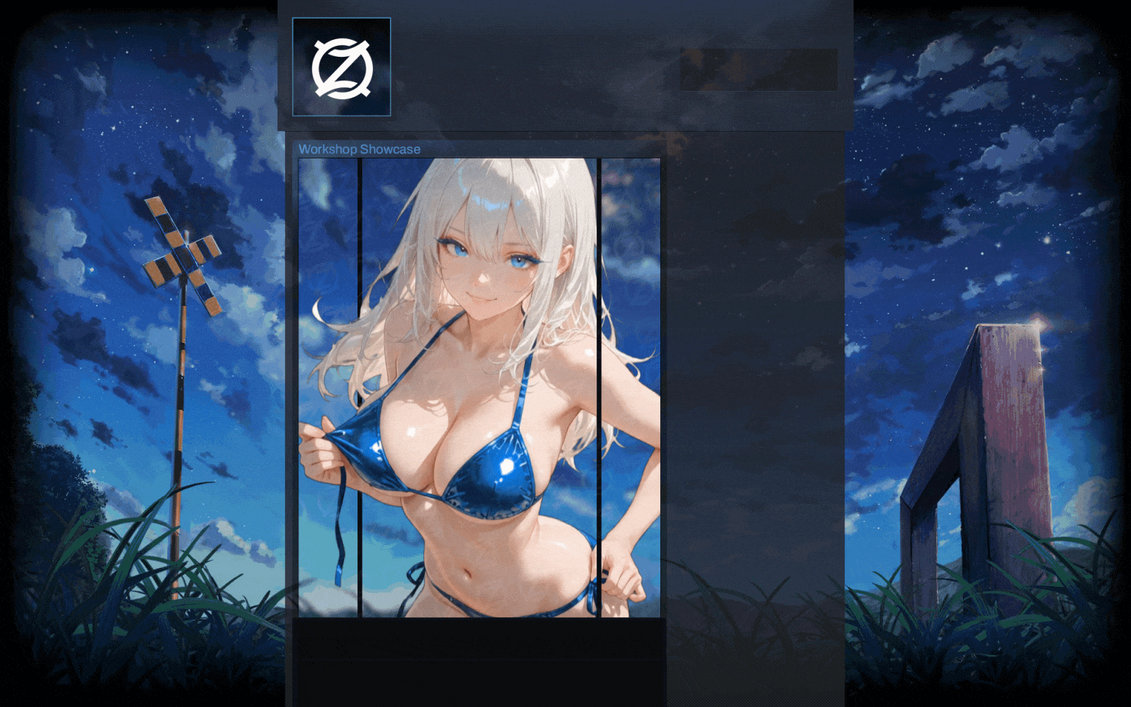 Smug White-Haired Waifu Shiny Blue Bikini by ThreeArtion on DeviantArt