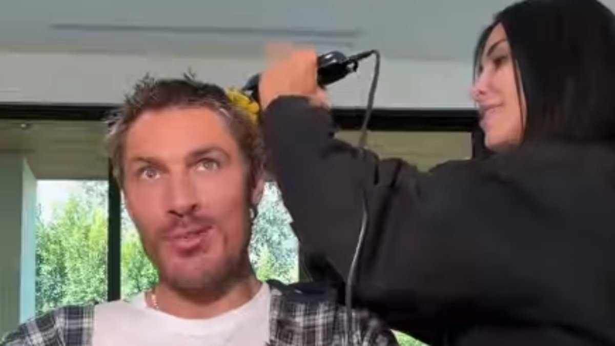 Kim Kardashian shaves hair stylist Chris Appleton's head as he prepares to make his Strictly Come Dancing debut