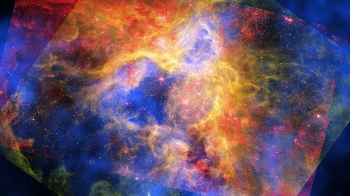 Three Telescopes Together Reveal a Colorful Tarantula in Space