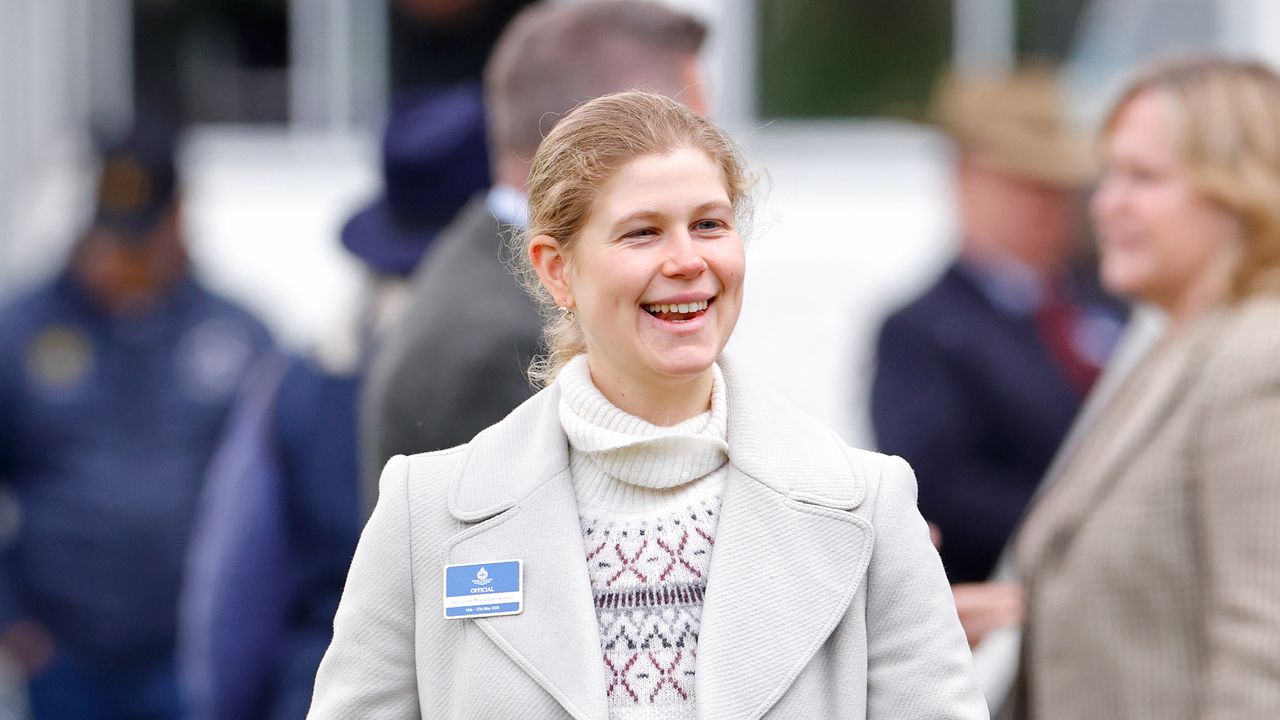 Lady Louise Windsor rides Prince Philip's beloved pony, Balmoral Bertie, at a carriage driving competition