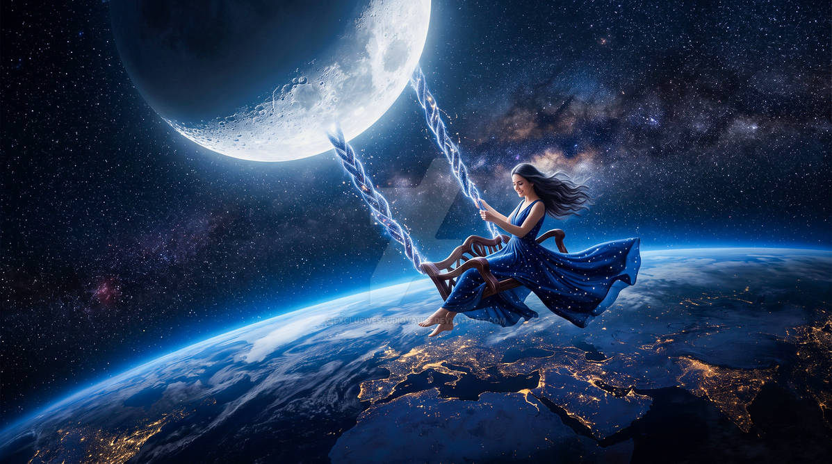 Lunar Swing: Gliding Over Earth from Space by ExclusiveStudioVault on DeviantArt