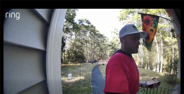 A canvasser wearing a Stronger Maine shirt (a super PAC that supports Susan Collins) took off with a package from a constituent's porch yesterday