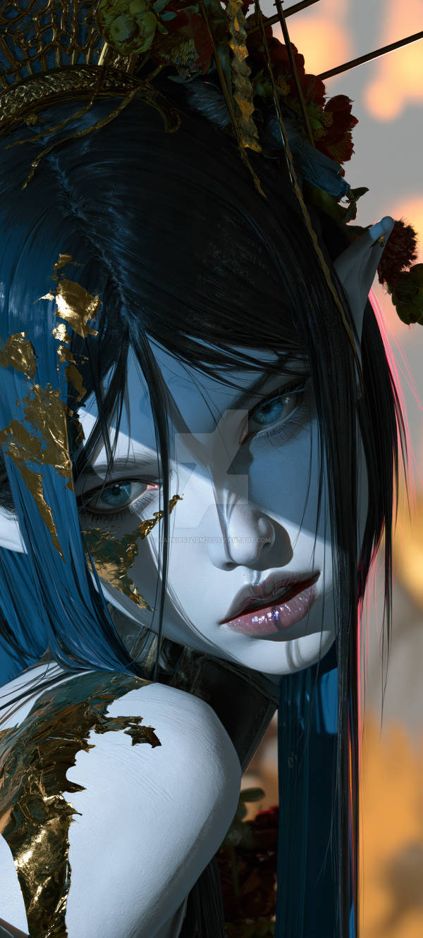 Gold Upon a Blue-Haired Elf by Darkirstorm28 on DeviantArt