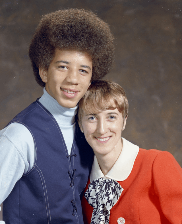 Young couple smiling for their photo together, 1972.