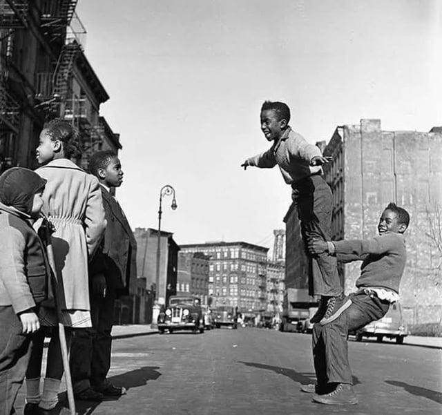 Kids playing in Brooklyn. 1948.