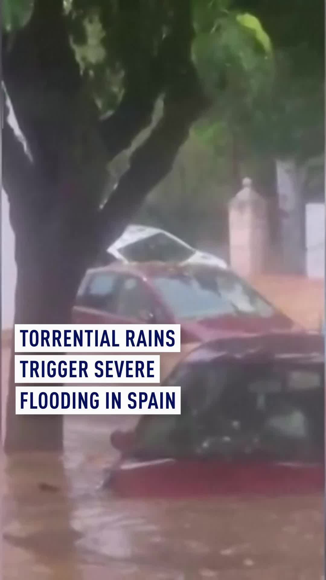 Torrential downpours triggered severe flash flooding in the village of Madrigueras, in Spain’s Castilla-La Mancha region. Raging floodwaters tore through roads, inundating low-lying properties, sweeping away parked vehicles as strong currents transformed streets into rivers. Emergency services were deployed to assist residents as water levels rose sharply. Much of central and eastern Spain remains under active weather alerts, with authorities warning further intense rainfall could trigger additional flooding across affected regions. #Spain #SpainFloods #WeatherAlert #FlashFloods #Floods