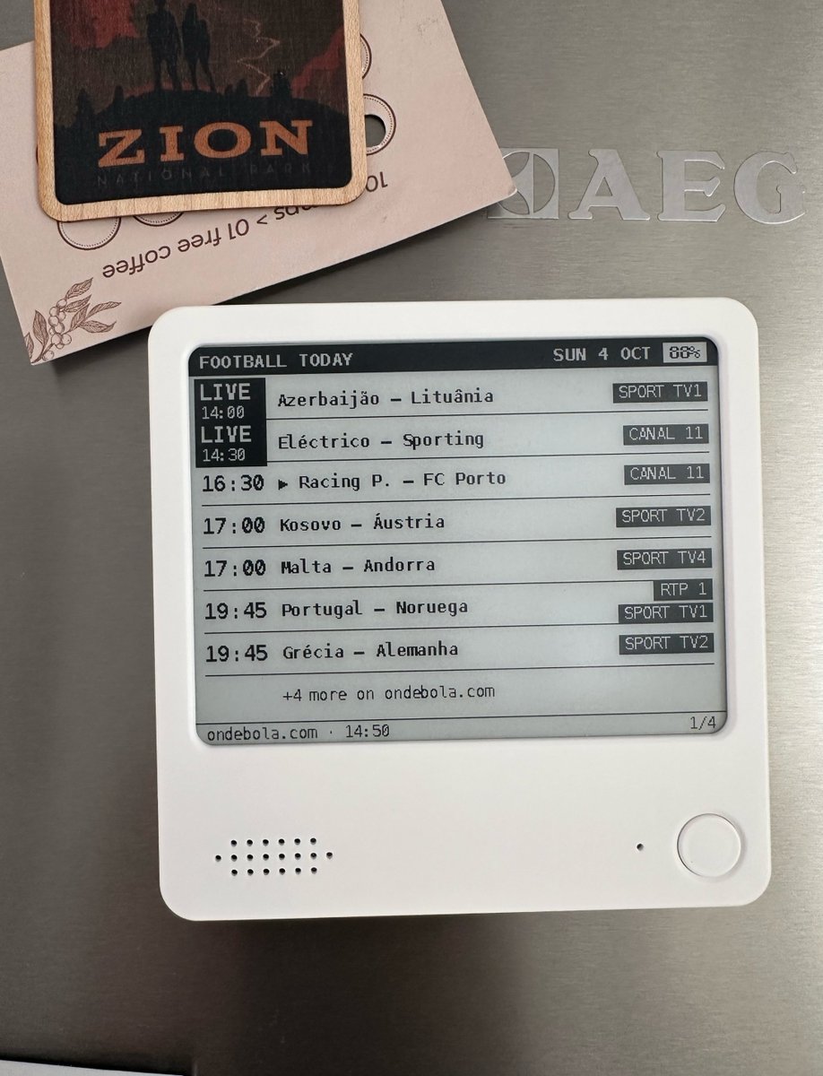 RT by @elonmusk: I built a personal newspaper on a Zectrix e-paper display and stuck it on my fridge: • Local events I might like (using Grok Bot) • Football matches happening that day • Word of the day Views rotate every 30 mins. The fridge door turns out to be a great interface: short-duration attention without feeling intrusive.