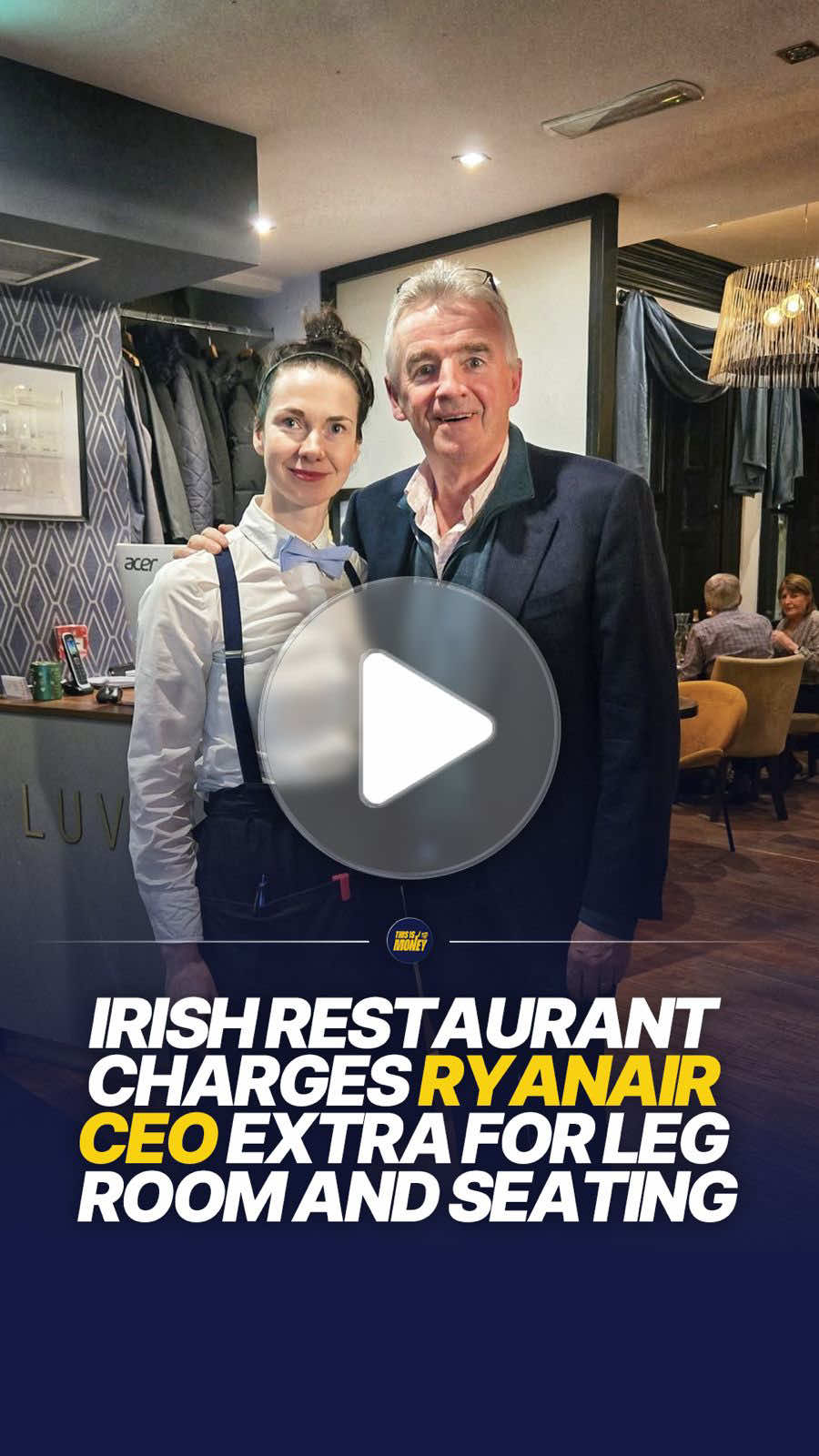 Irish restaurant charges Ryanair CEO extra for leg room and priority seating. 🍽️✈️ An Irish restaurant poked fun at Ryanair CEO Michael O'Leary by adding extra charges to his bill for "extra leg room" and "priority seating" during a visit. The playful stunt was a tongue-in-cheek reference to Ryanair's well-known practice of charging passengers additional fees for optional extras. The restaurant, Luvida in County Dublin, shared the receipt online, showing the humorous surcharges alongside O'Leary's meal. The post quickly went viral, with many social media users praising the restaurant's sense of humour. O'Leary, who has built a reputation for embracing publicity and controversy, reportedly t