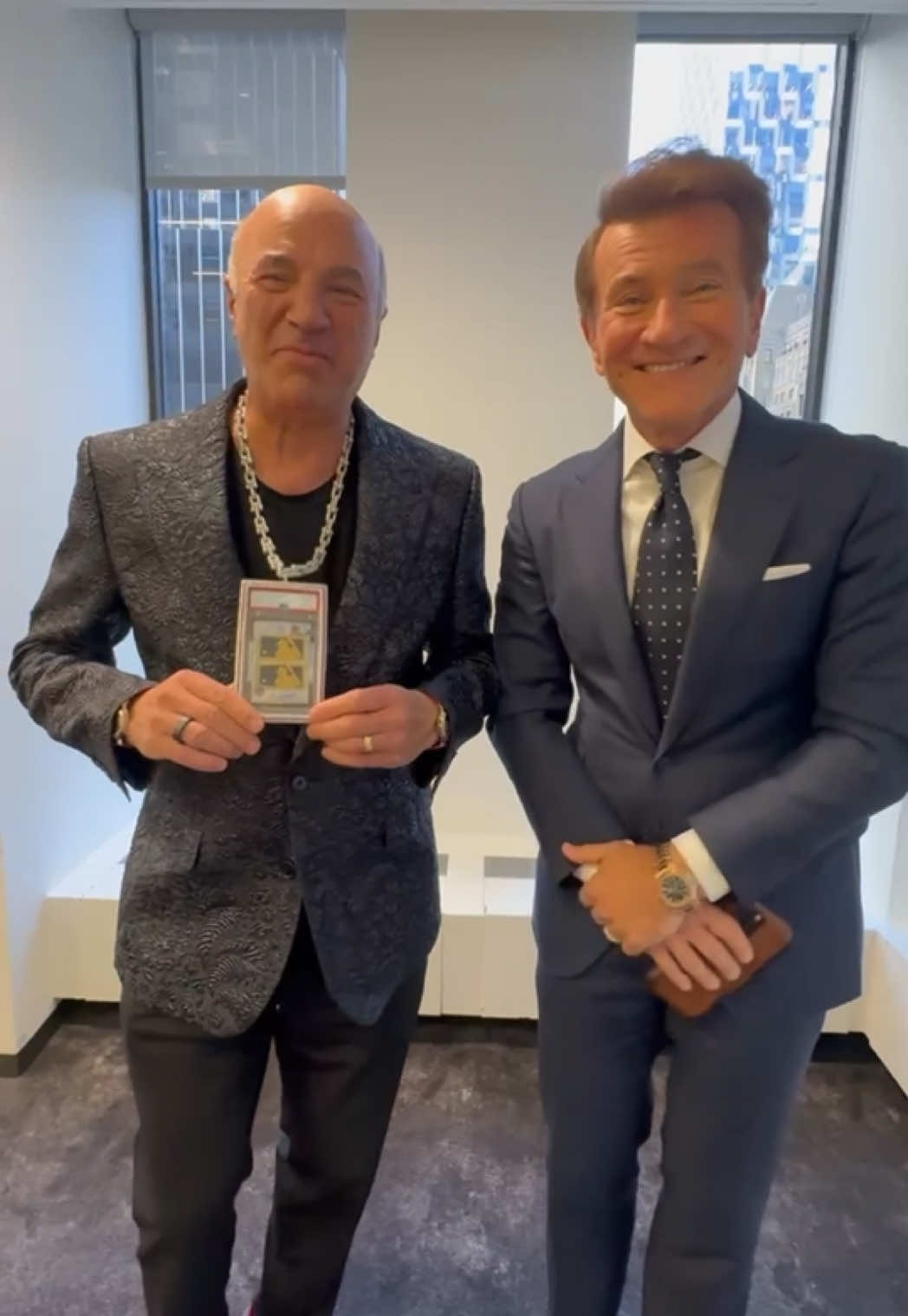 Let’s face it @robertherjavec never stood a chance on this one. I’m wearing something that he will never have, a 1 of 1 Ohtani card plus two Journes. Stop the madness! Thank goodness I don’t let it get to my head.  Don’t miss a new episode of #SharkTank tonight at 10/9c on ABC and stream on Hulu!