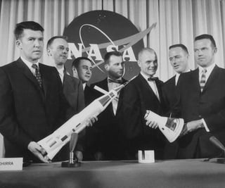 1959, the 7 most famous men in America. The Mercury 7 astronauts: Slayton, Shepard, Schirra, Grissom, Glenn, Cooper, and Carpenter. (And one would be a guest star in an episode of Frasier in 2001, Senator John Glenn)