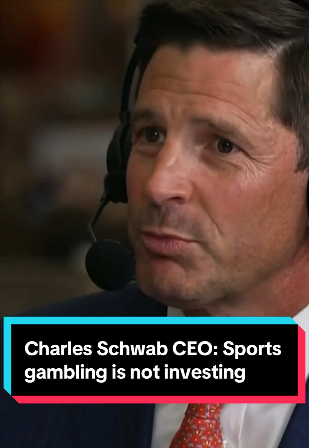Charles Schwab CEO Rick Wurster says sports gambling is “fundamentally different” from investing, warning young investors not to view sports as an asset class. #CEO #finance #markets #investing #money